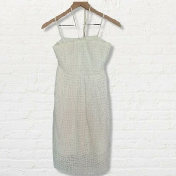 HD IN PARIS Anthropologie White Eyelet Ivory Strapless Tube Dress POCKETS Sz 2P - Picture 3 of 11
